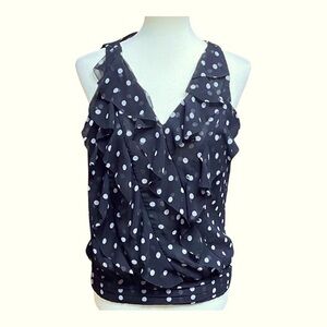 WHBM Ruffled Duel Layered Polka Dot Sheer Blouse